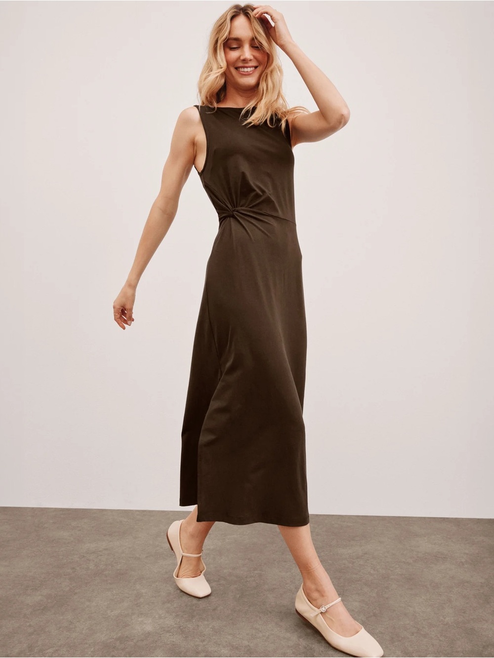 BY Side Rotation Twist-Detail Midi Dress